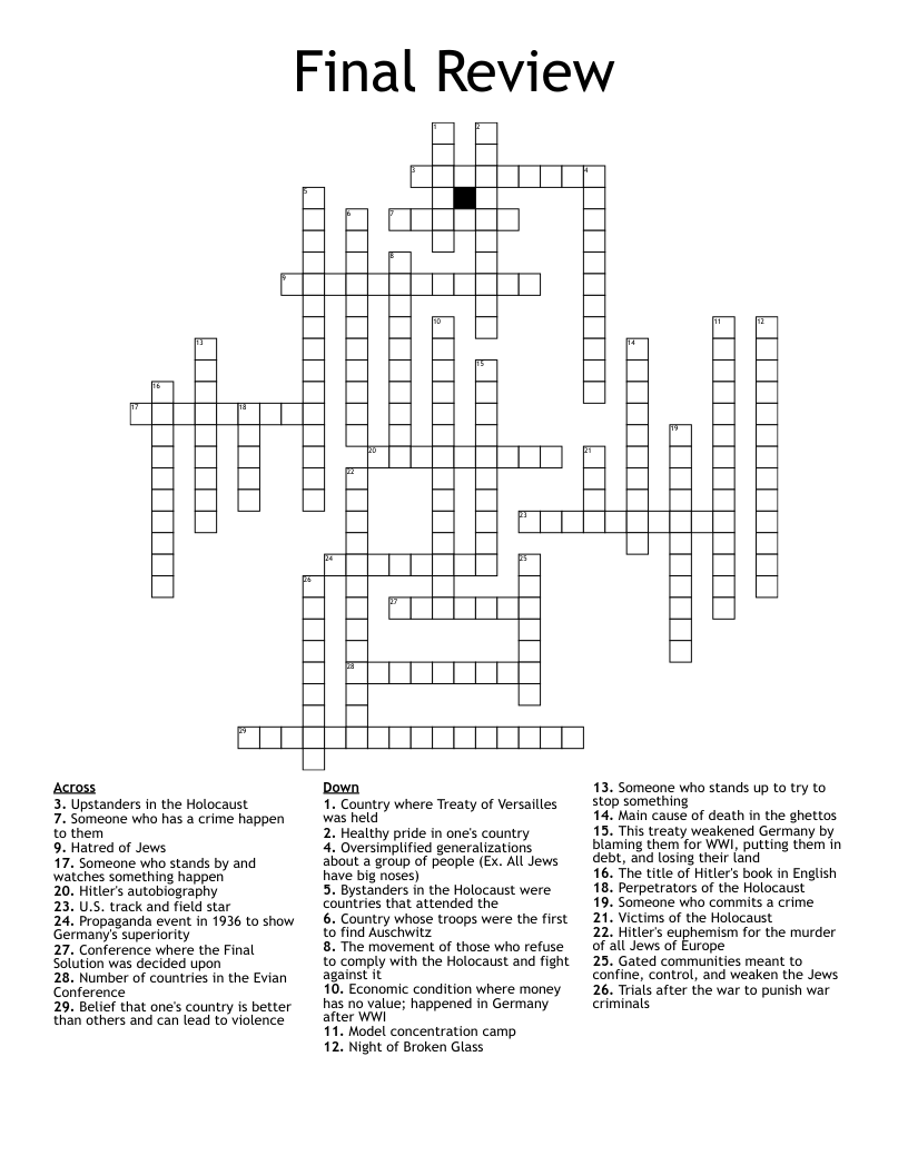 Final Review Crossword
