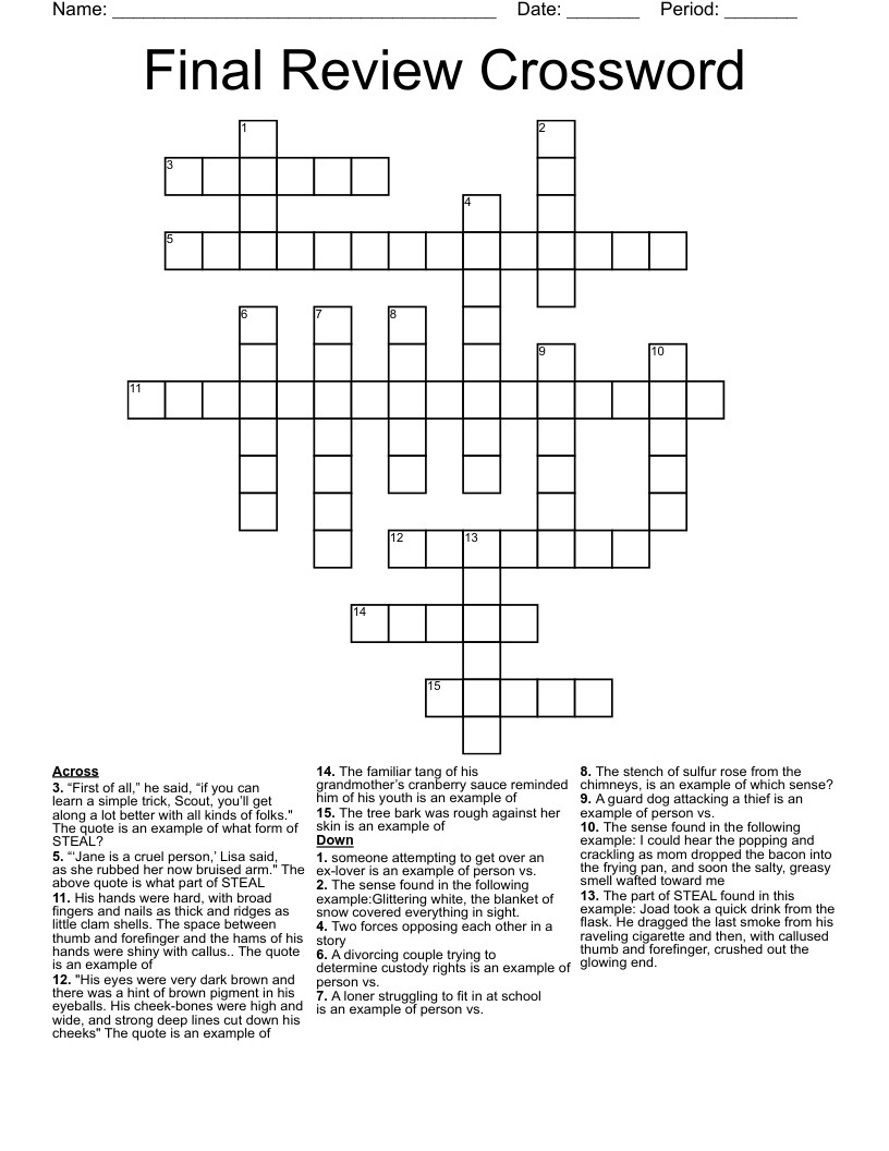 Final Review Crossword
