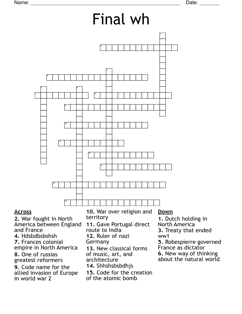 Final wh  Crossword