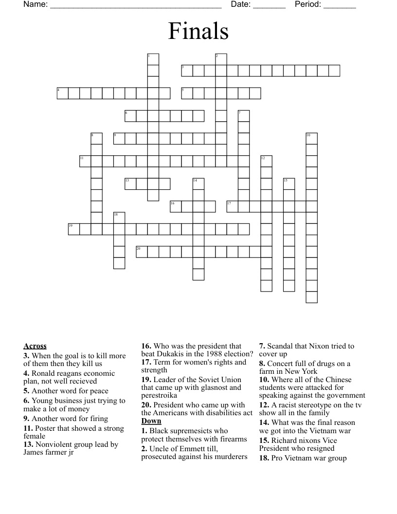 Finals Crossword