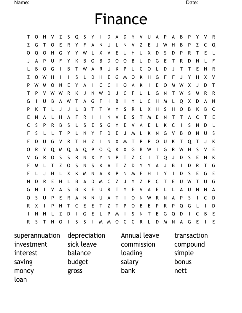 Finance Word Search