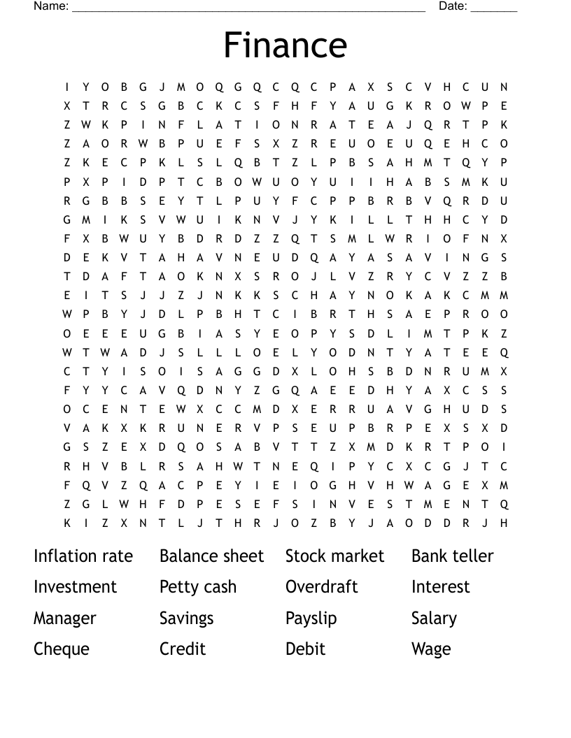Finance Word Search