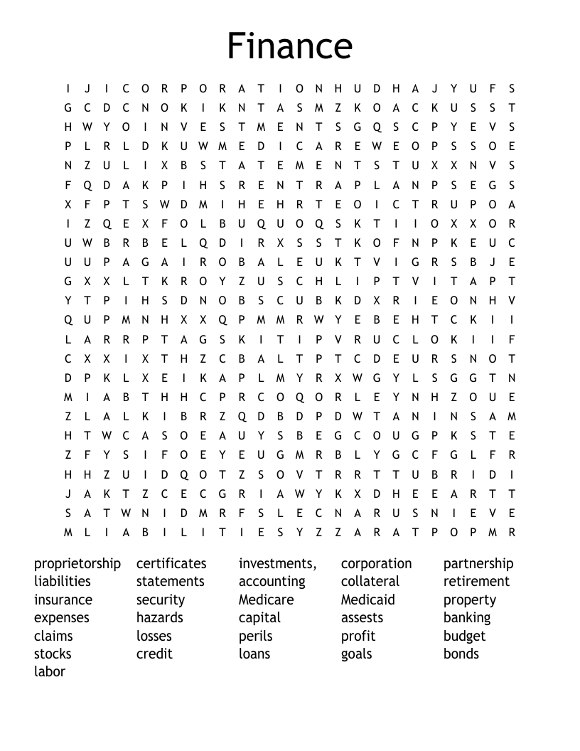 Finance Word Search