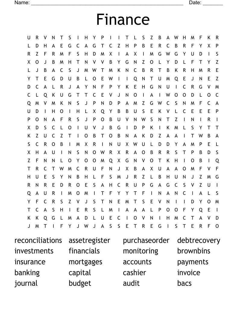 Finance Word Search