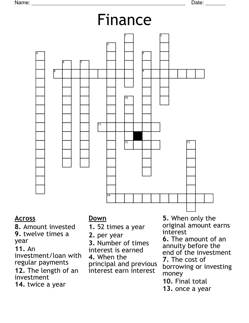 Finance Crossword