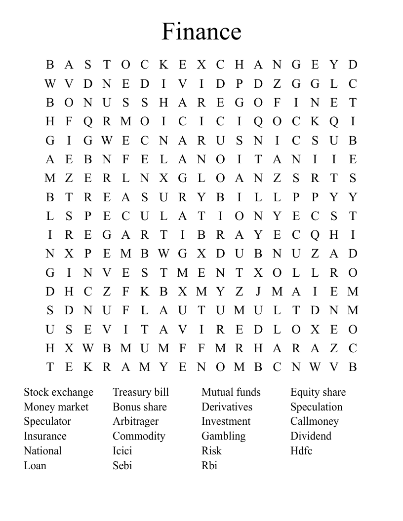 Finance Word Search