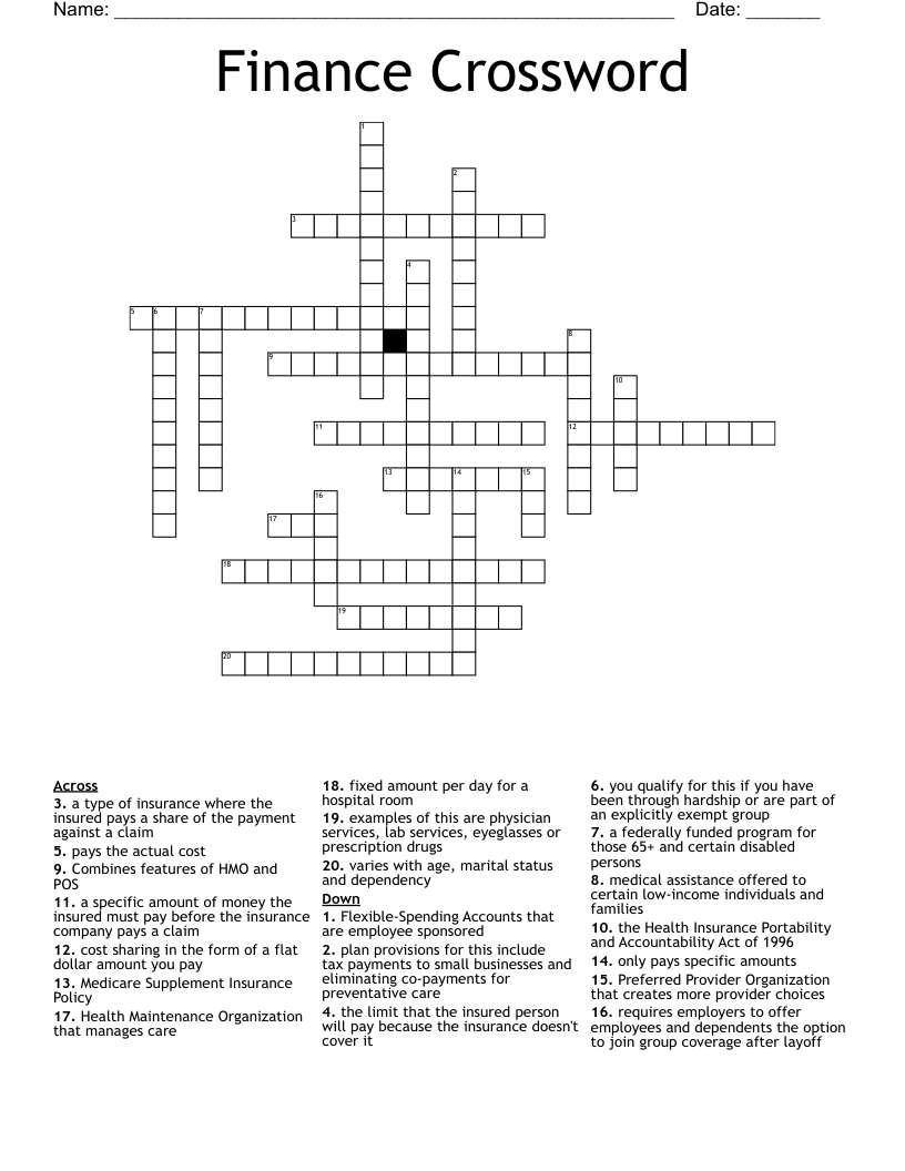 Finance Crossword