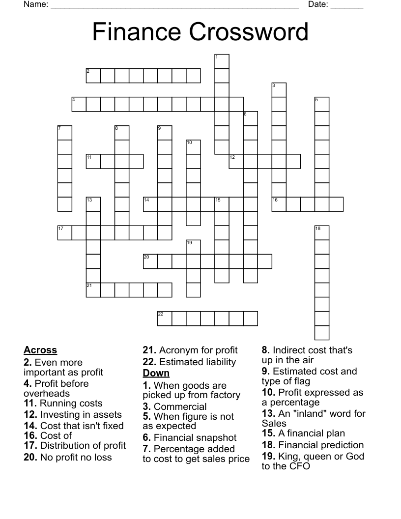 Finance Crossword
