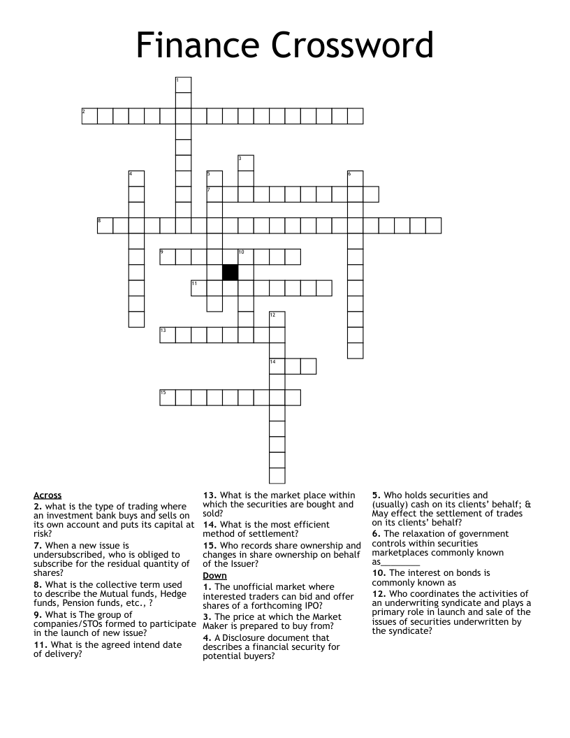 Finance Crossword