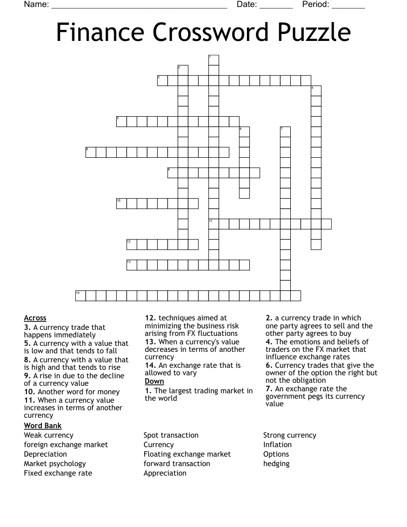 Finance Crossword Puzzle