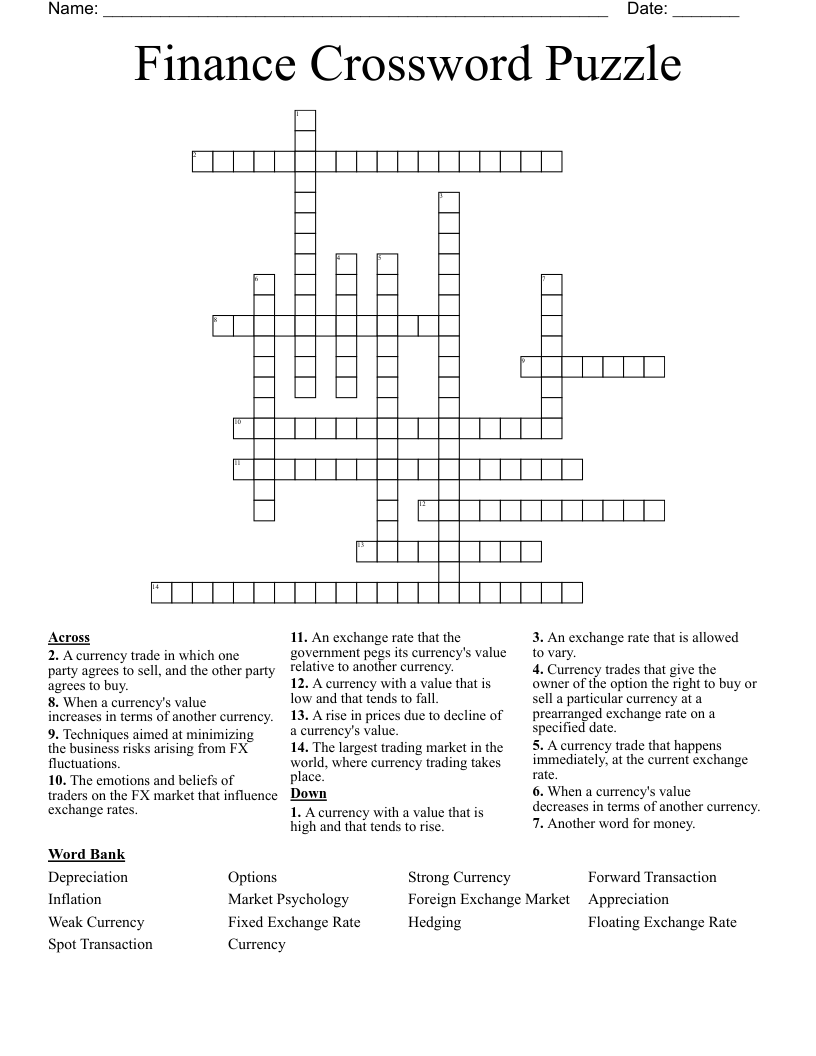 Finance Crossword Puzzle