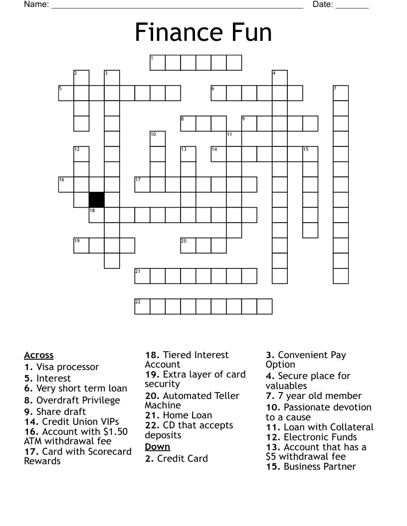 Finance Fun Crossword