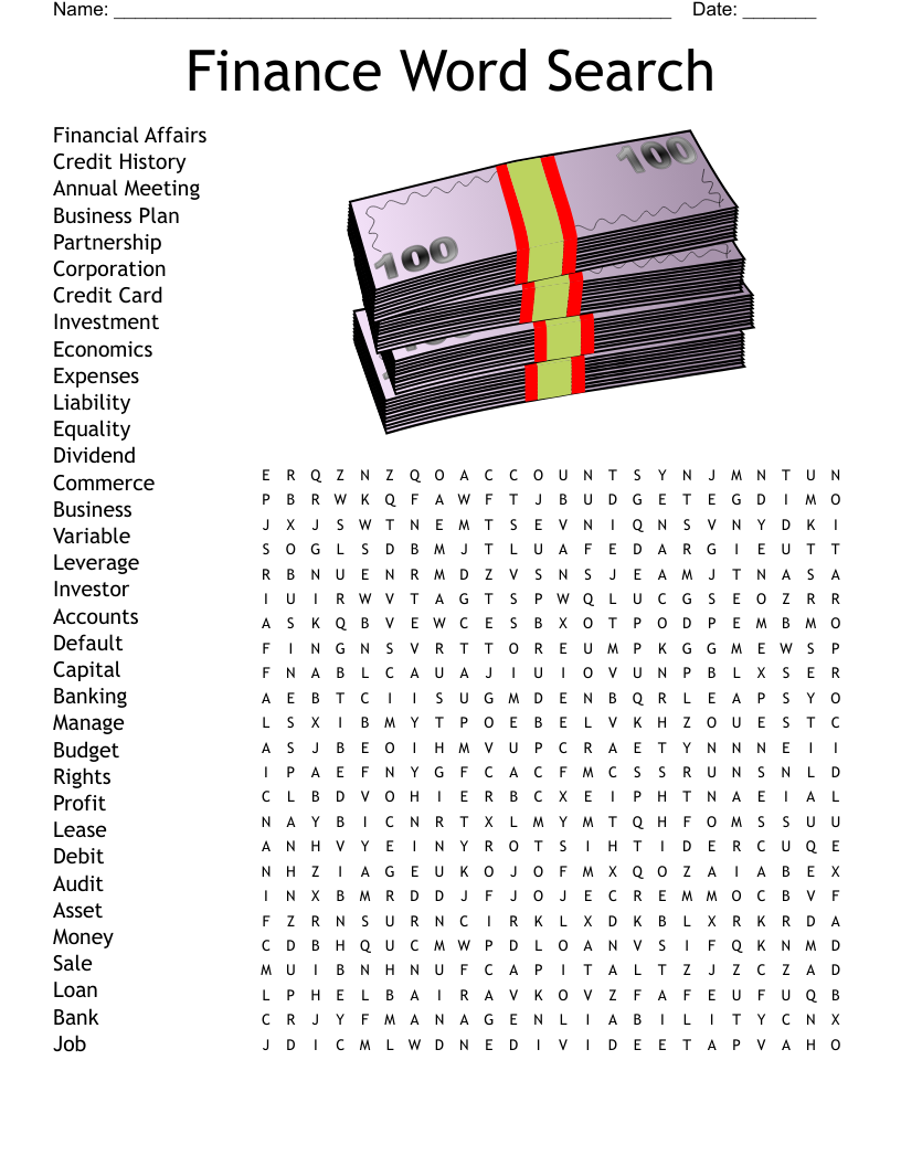 Finance Word Search 