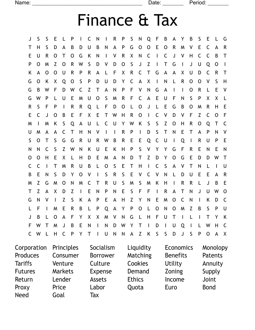 Finance & Tax Word Search