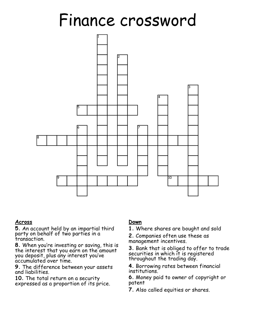 Finance crossword