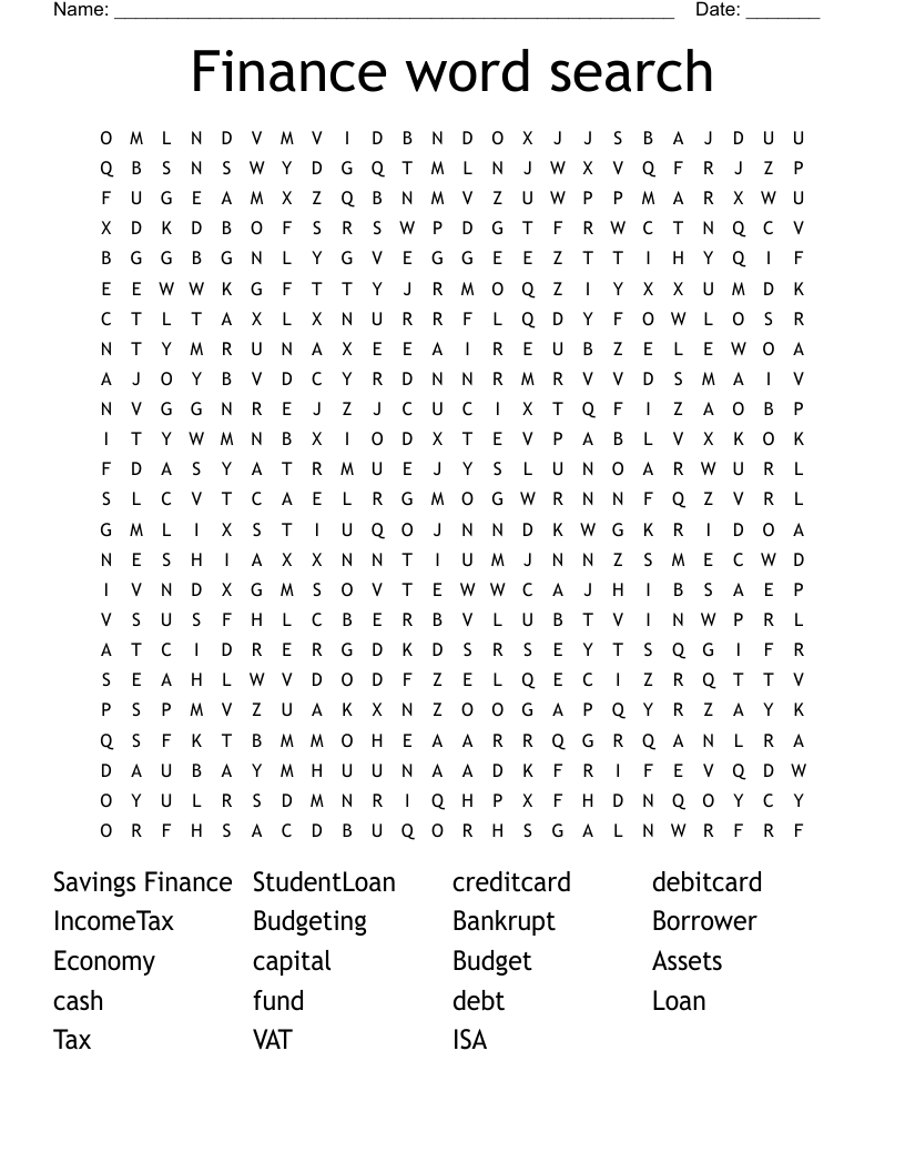 Finance word search 