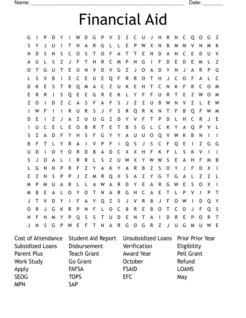 Financial Aid Word Search