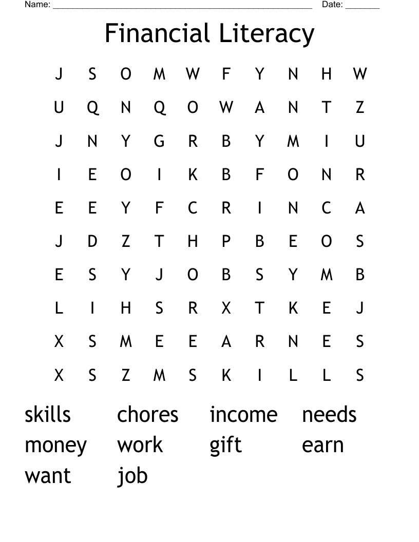 Financial Literacy Word Search