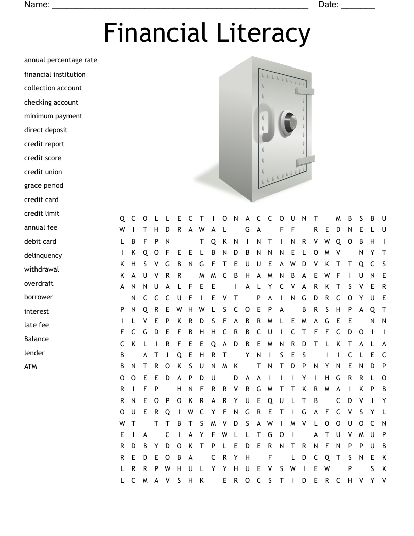 Financial Literacy Word Search