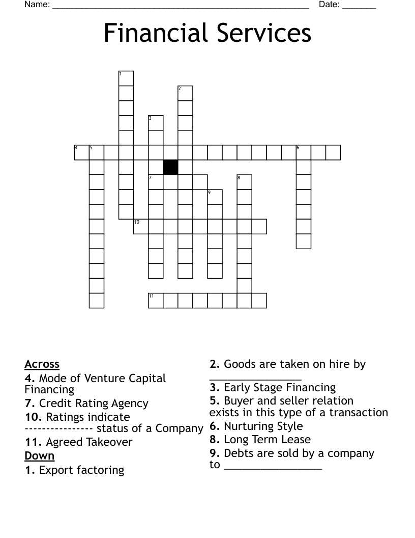 Financial Services Crossword