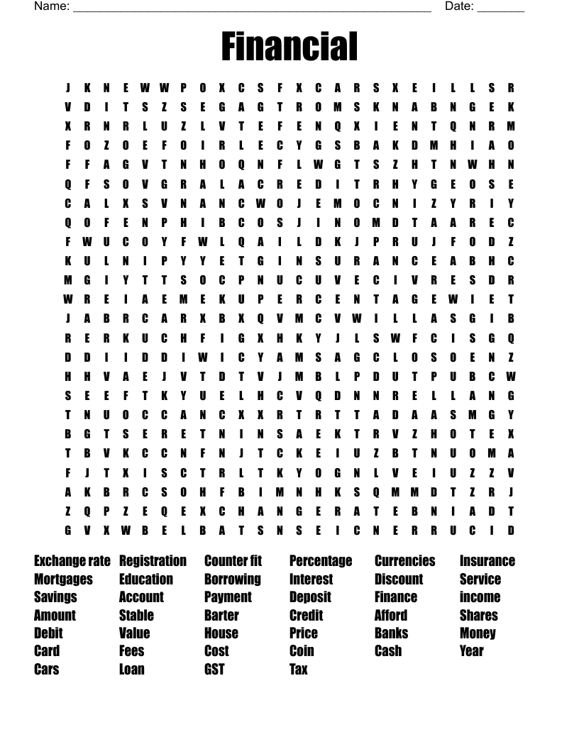 Financial  Word Search