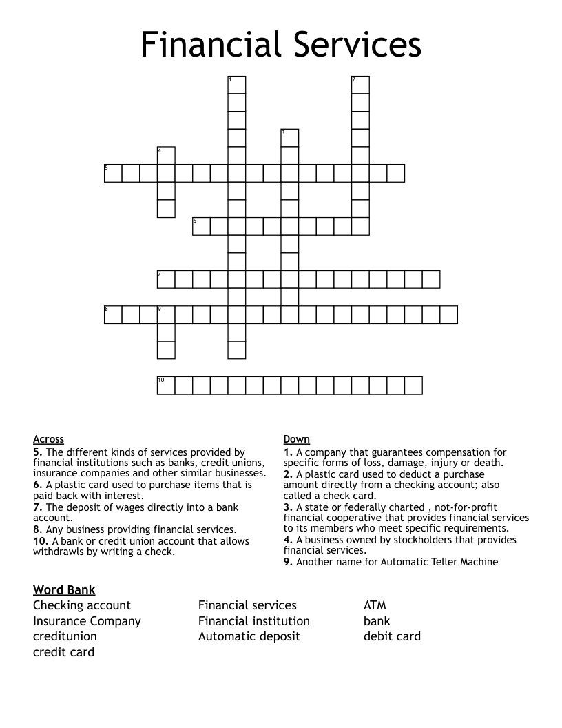 Financial  Services Crossword