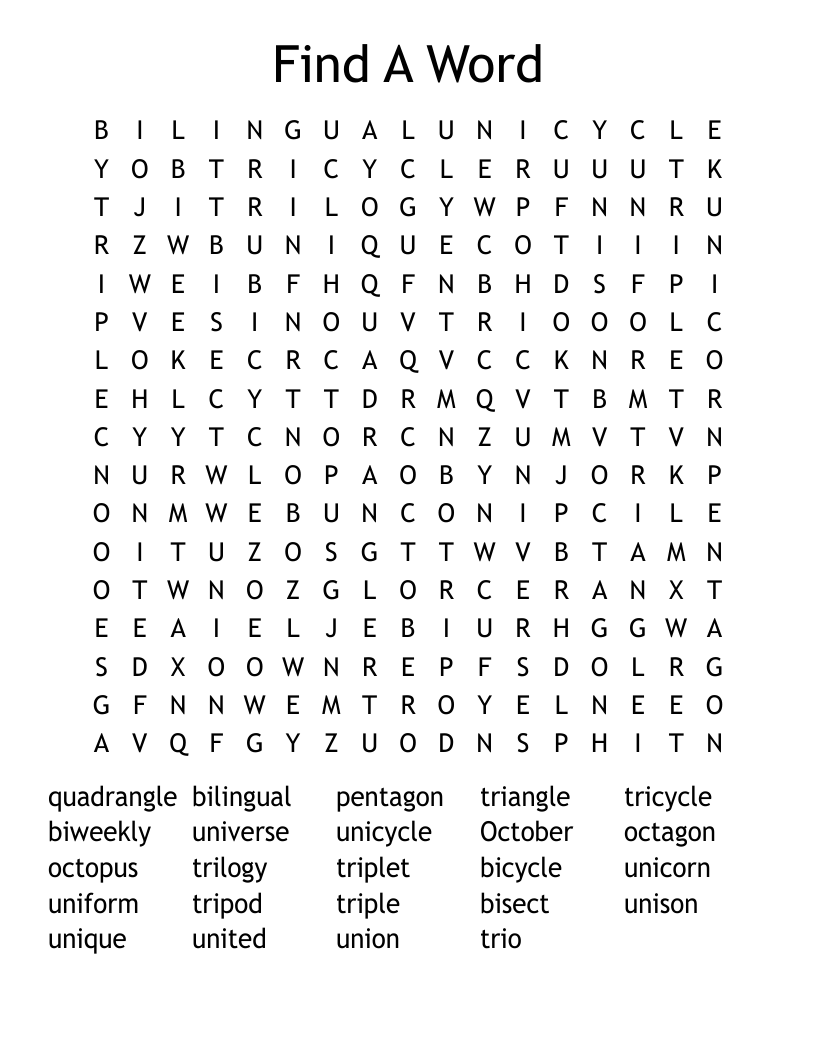 Find A Word Word Search