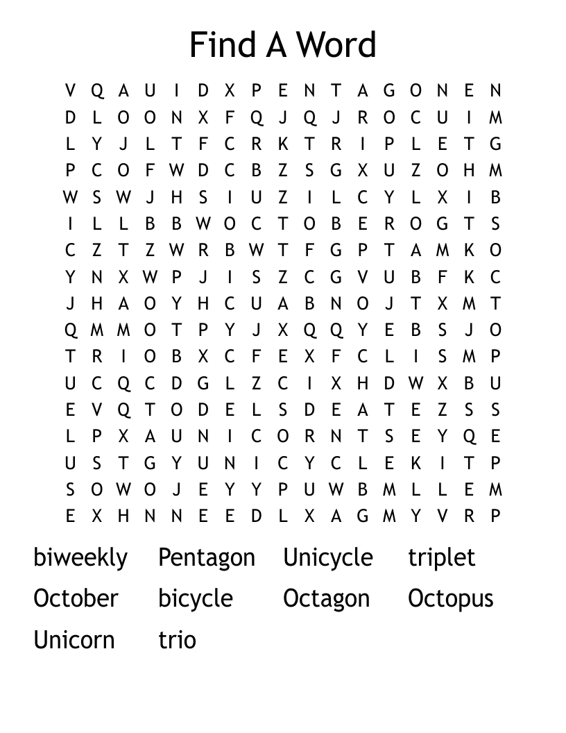 Find A Word Word Search