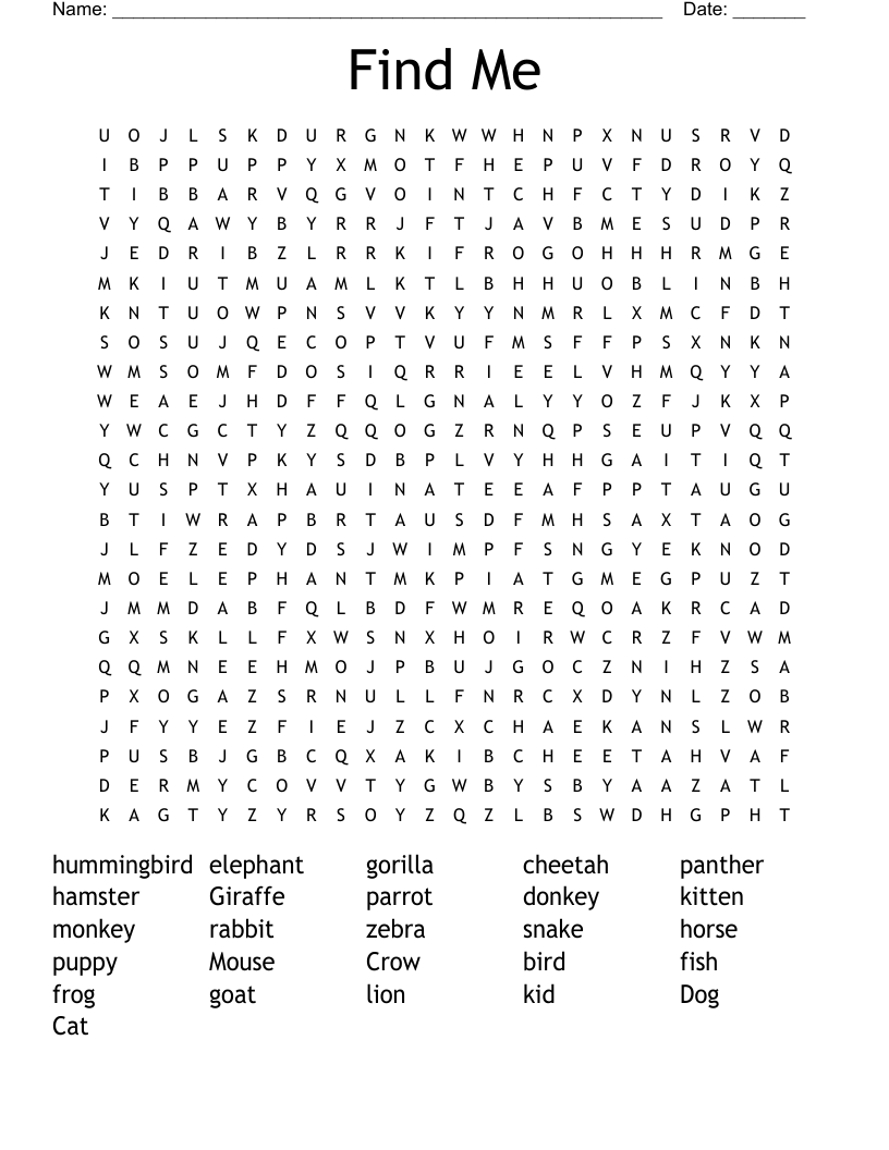Find Me Word Search