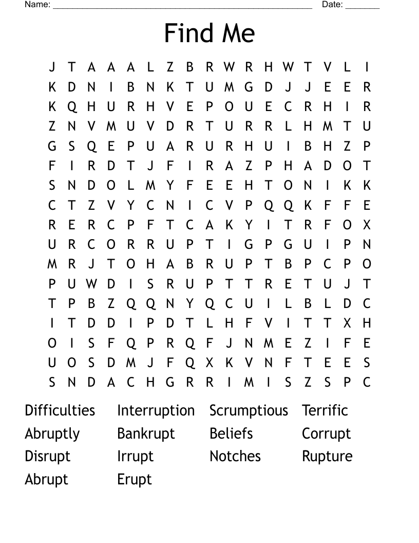 Find Me Word Search