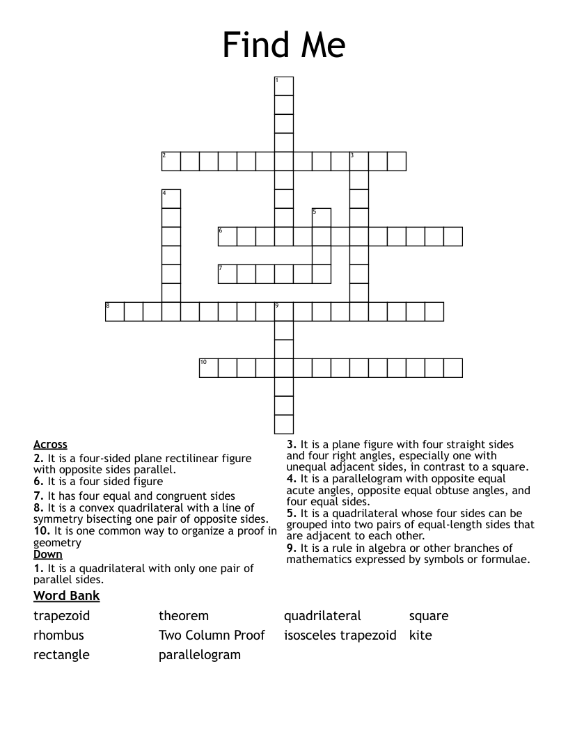 Find Me Crossword