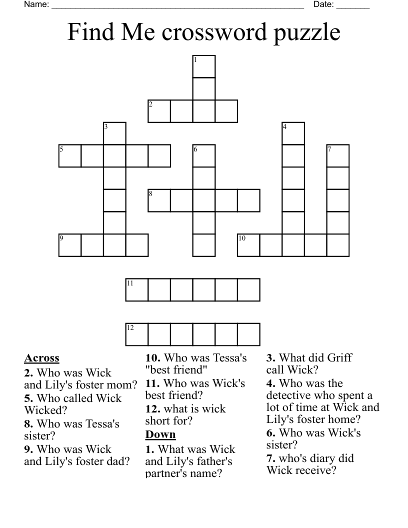 Find Me crossword puzzle