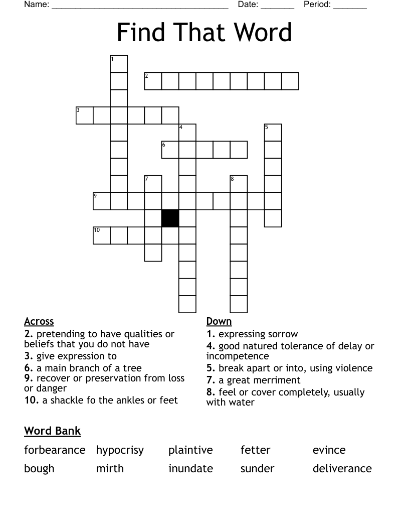 Find That Word Crossword