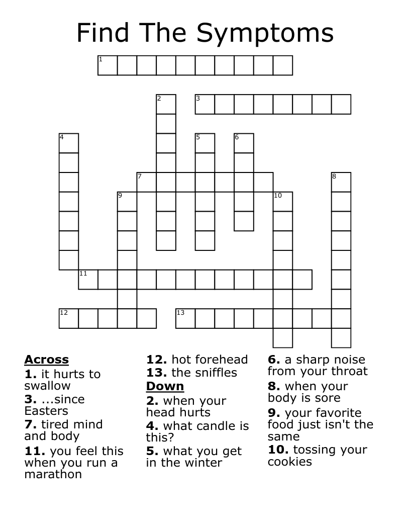 Find The Symptoms Crossword