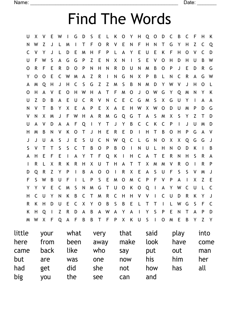 Find The Words Word Search