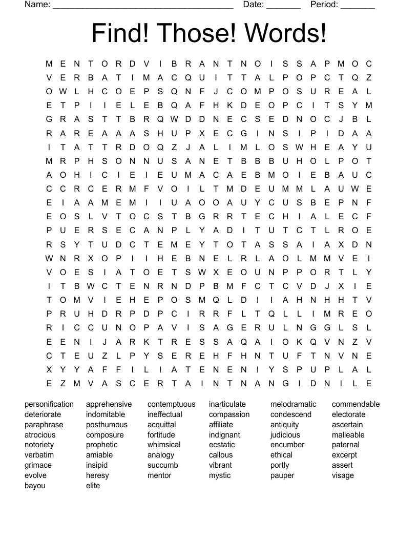 Find! Those! Words! Word Search
