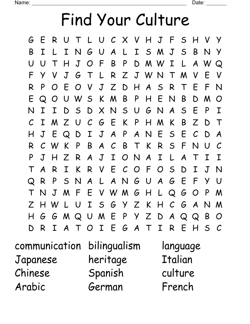 Find Your Culture Word Search
