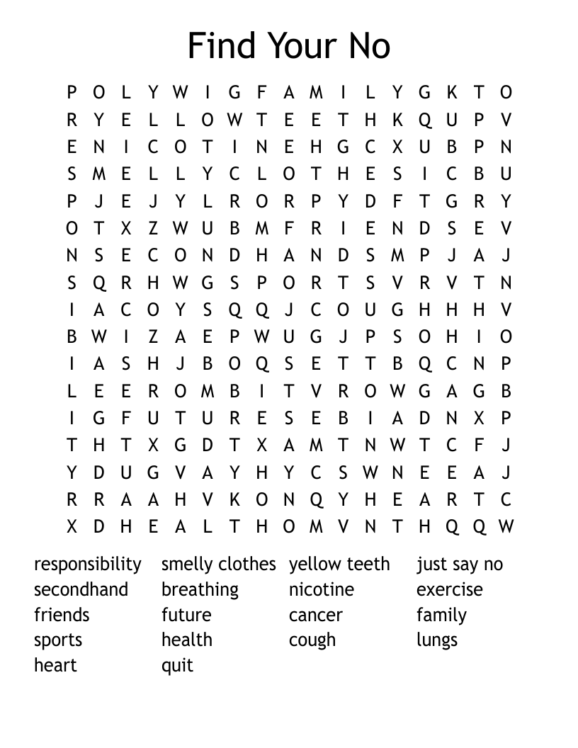 Find Your No Word Search