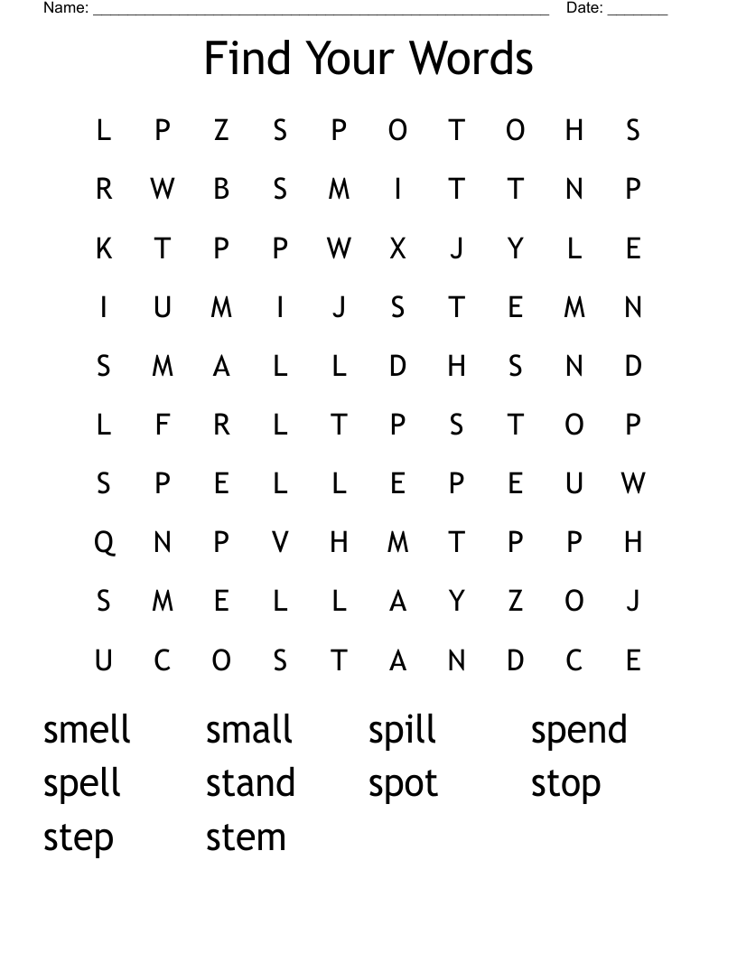 Find Your Words Word Search