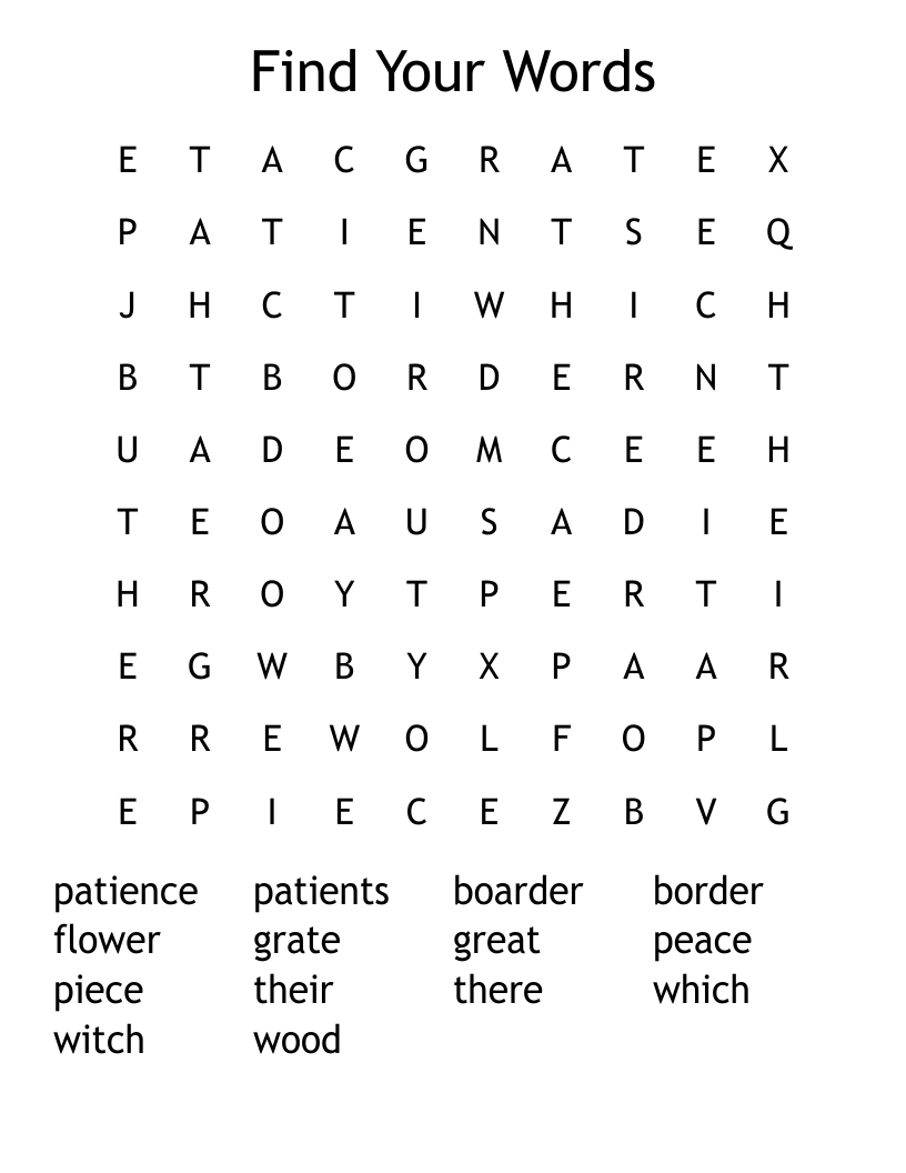 Find Your Words Word Search