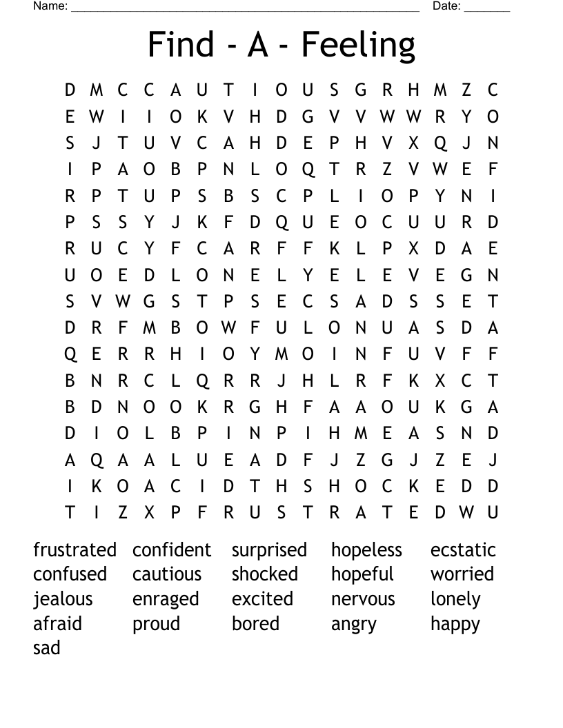 Find - A - Feeling Word Search