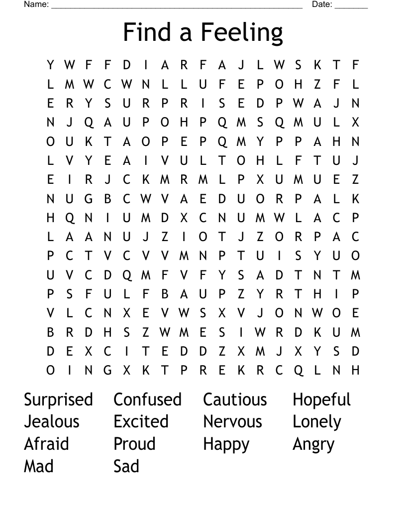 Find a Feeling Word Search