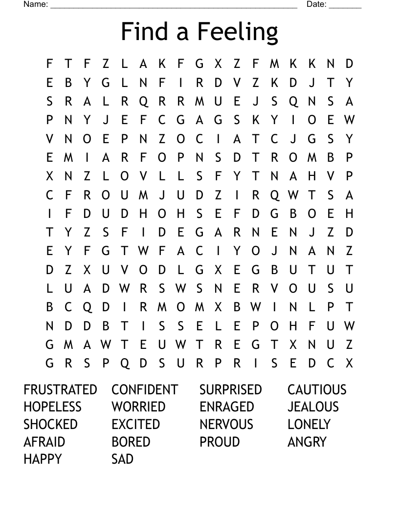 Find a Feeling Word Search