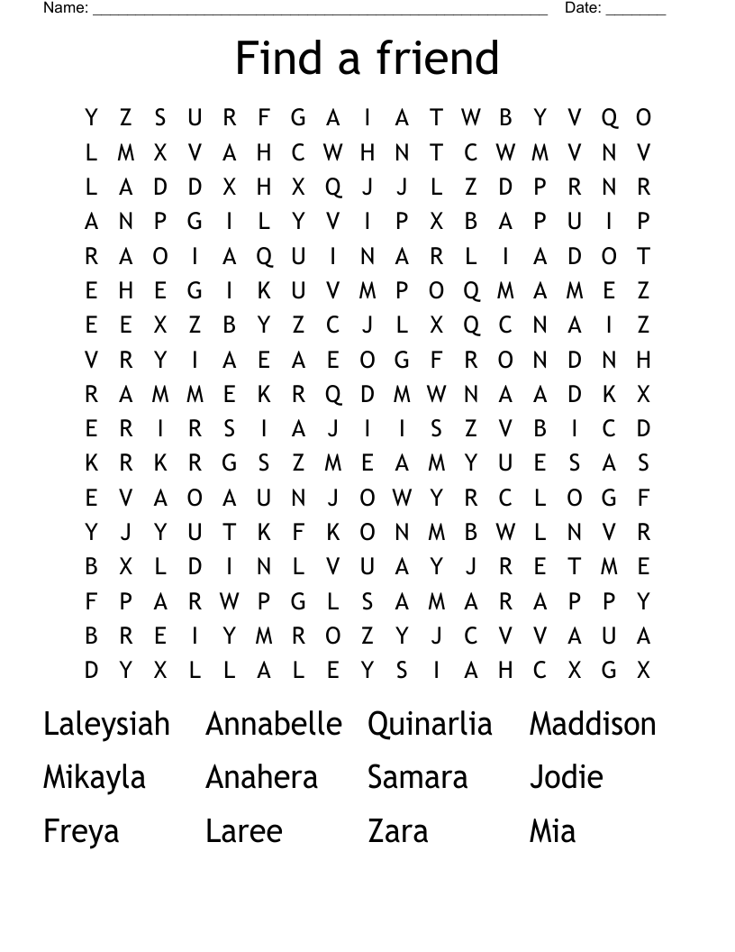 Find a friend Word Search
