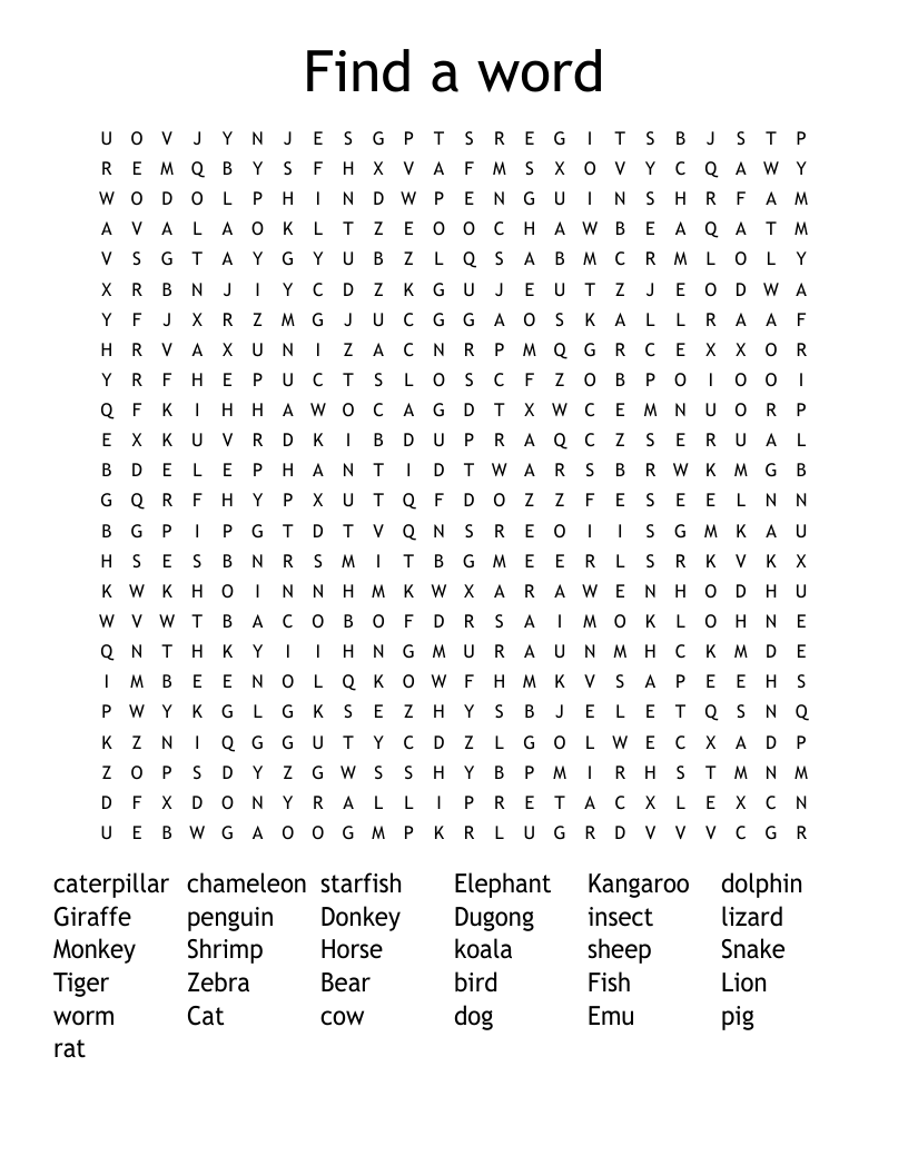 Find a word  Word Search