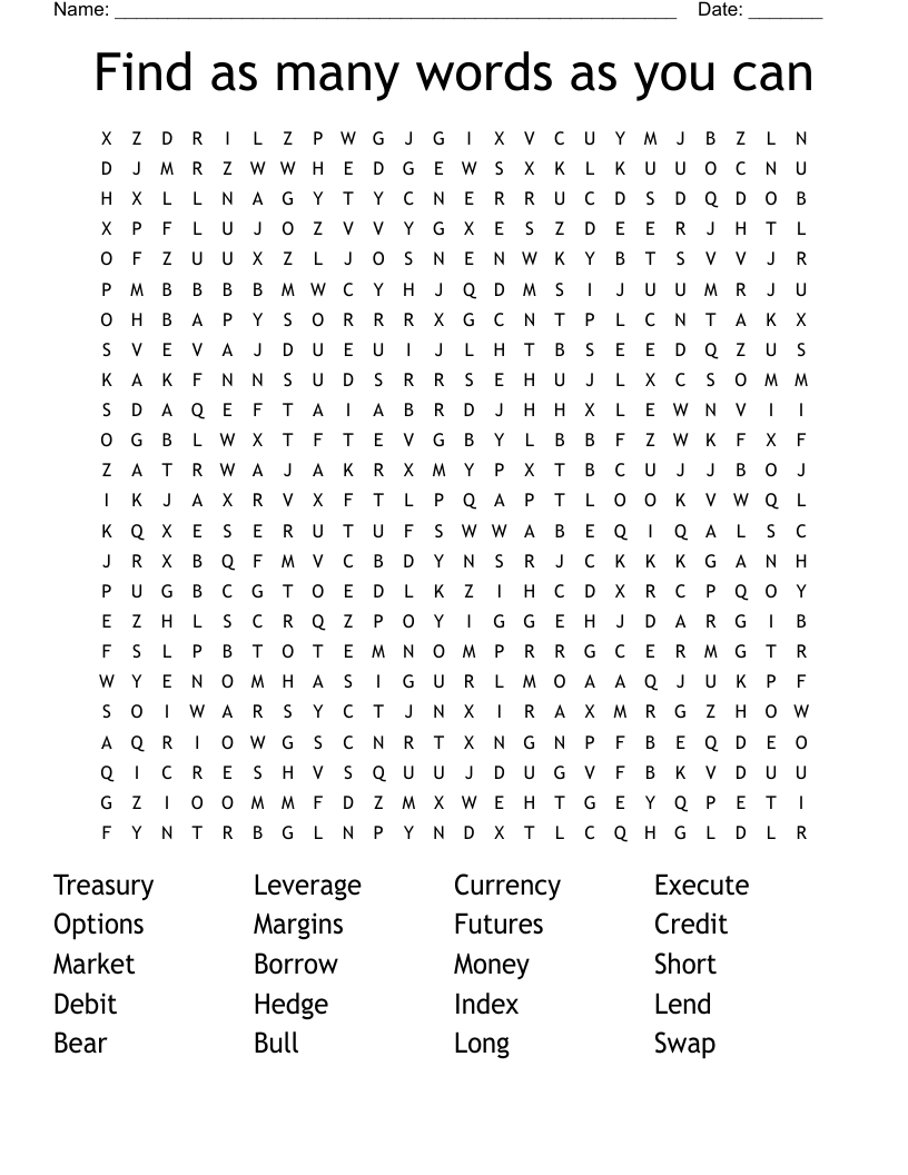 Find as many words as you can Word Search