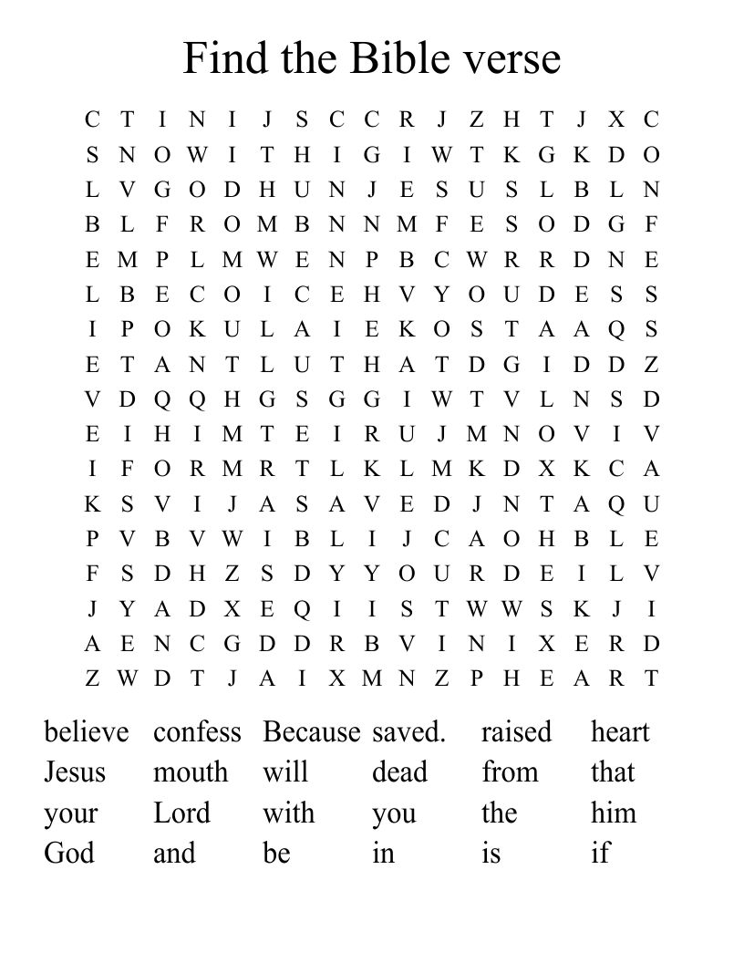 Find the Bible verse Word Search