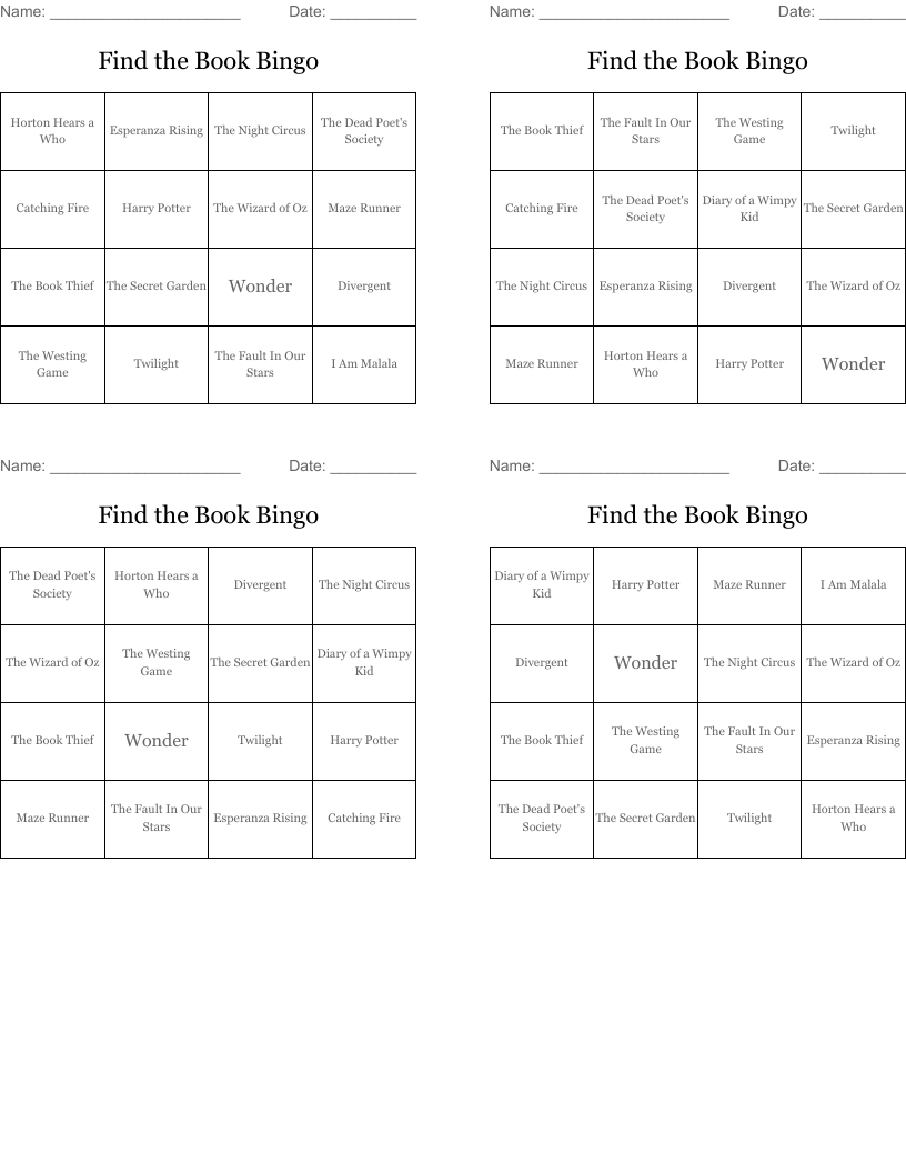 Find the Book Bingo