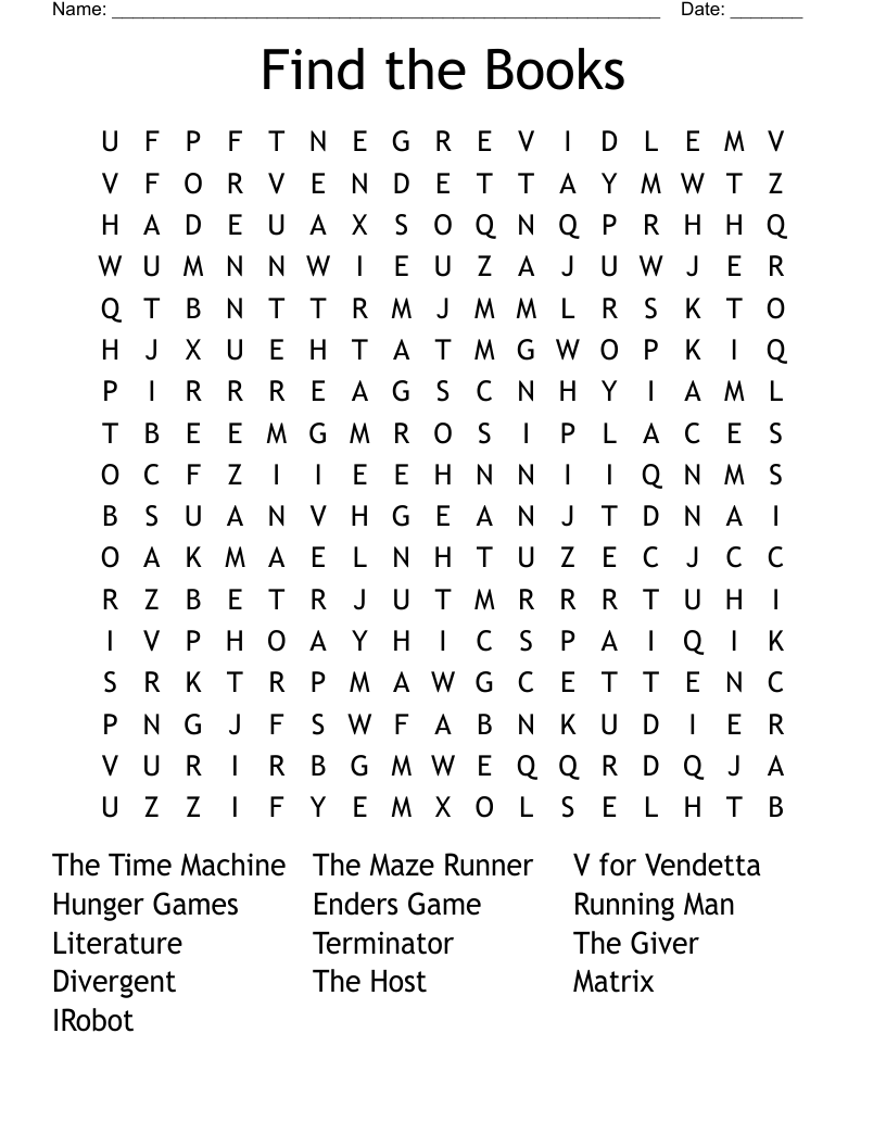 Find the Books Word Search
