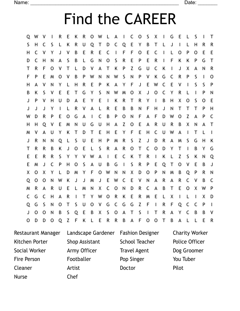 Find the CAREER Word Search